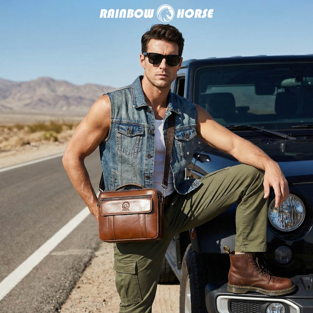 New men's mini crossbody bag,  - Key Holder Leather Pouch recension och pris