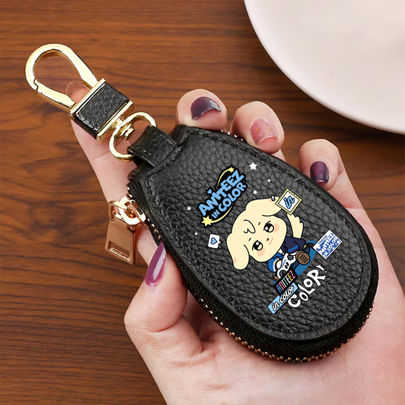 ATEEZ Leather Zipper Key Walle - Key Holder Leather Pouch recension och pris