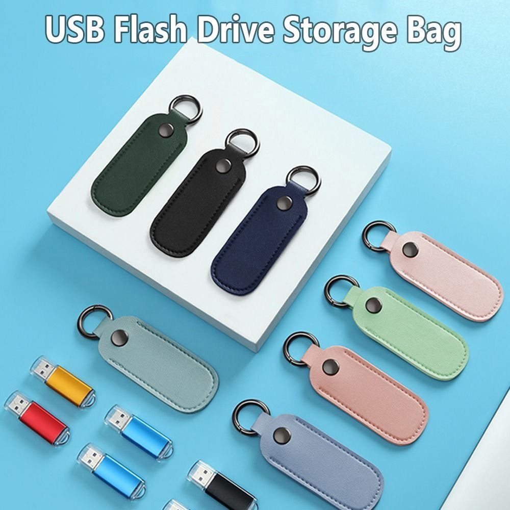 8 Colors U Disk Pouch Key Ring - Key Holder Leather Pouch recension och pris
