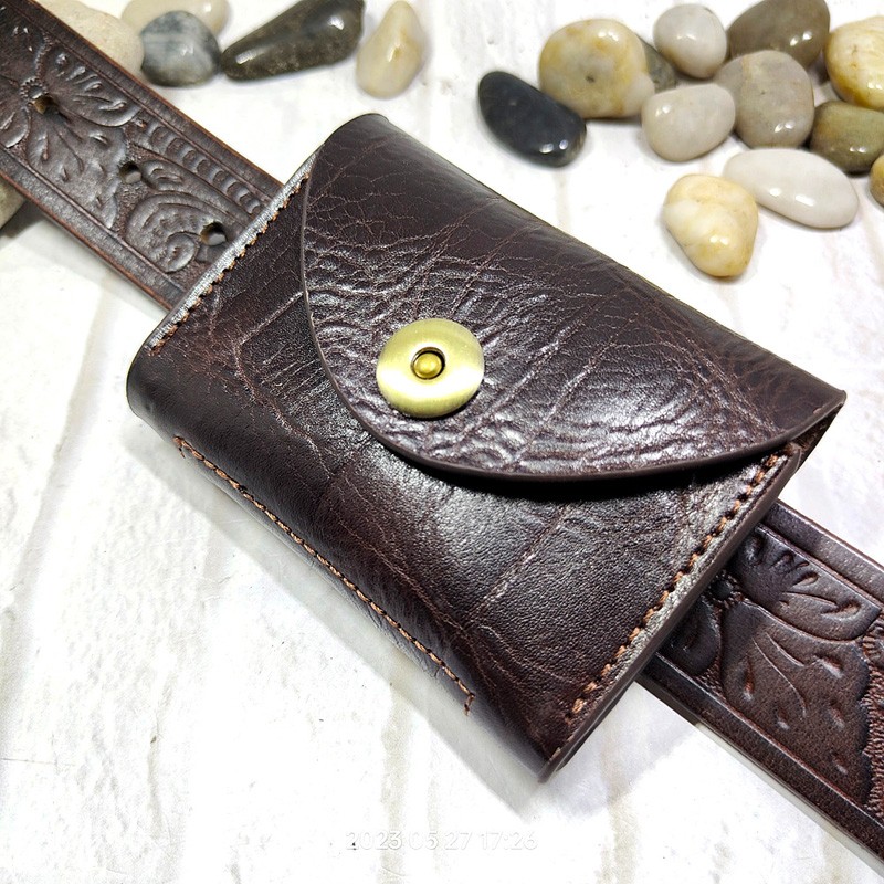 Blongk Mini Waist Bag Thin Bel - Key Holder Leather Pouch recension och pris