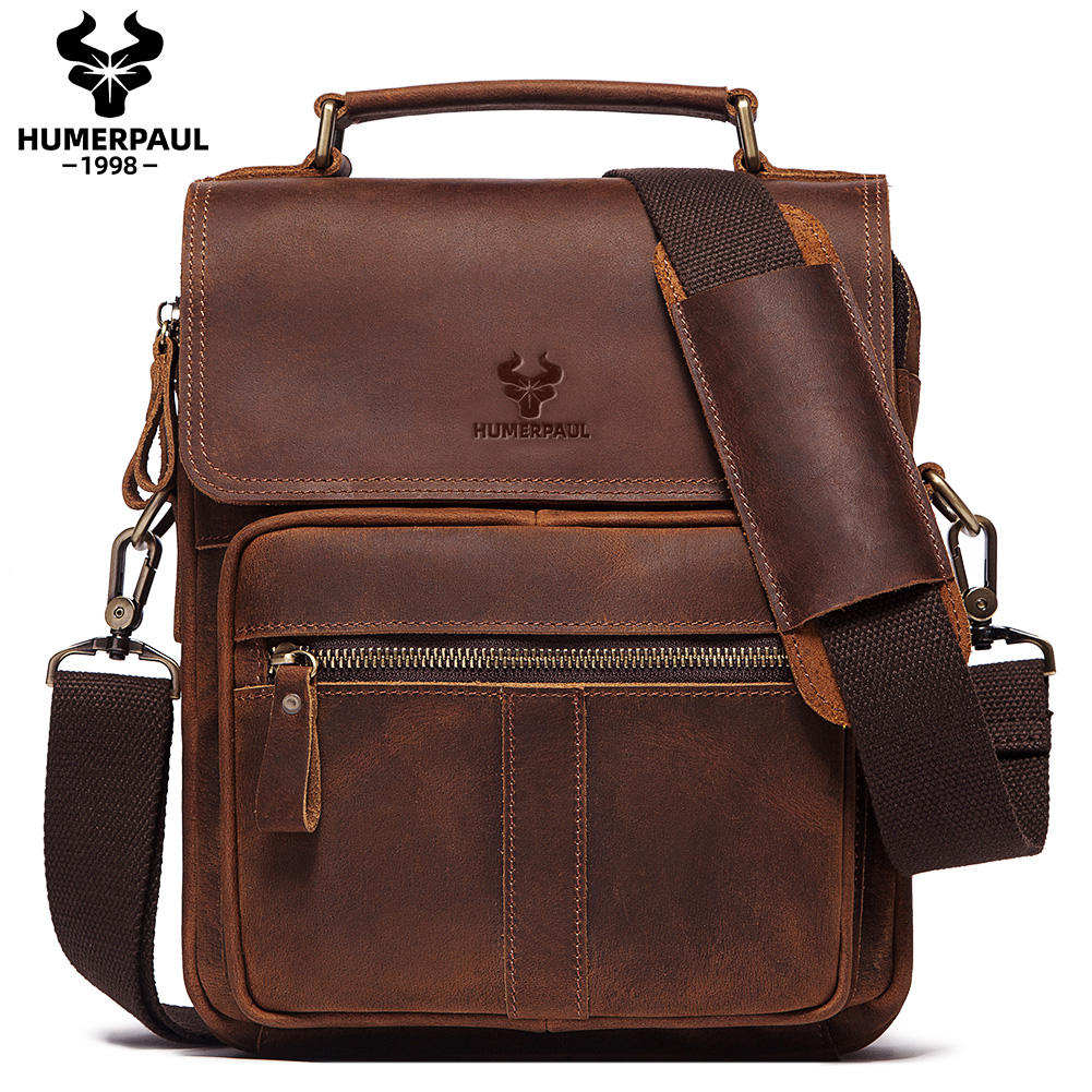 HUMERPAUL Genuine Leather Men' - Luxury Bags Storage recension och pris
