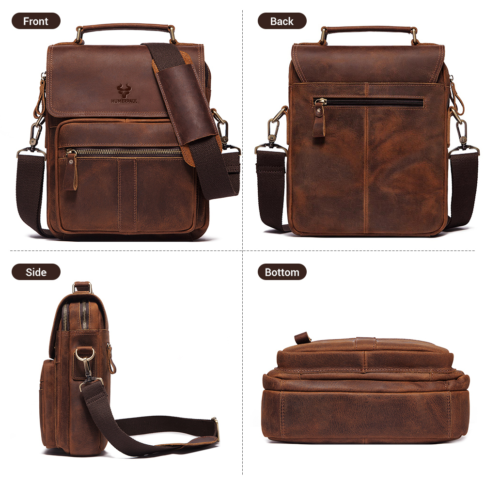 HUMERPAUL Genuine Leather Men' - Luxury Bags Storage recension och pris
