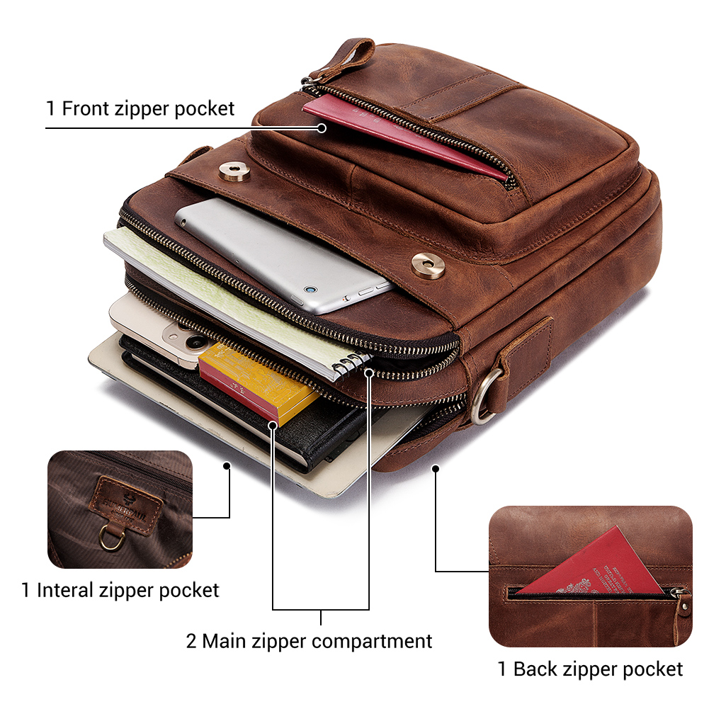 HUMERPAUL Genuine Leather Men' - Luxury Bags Storage recension och pris