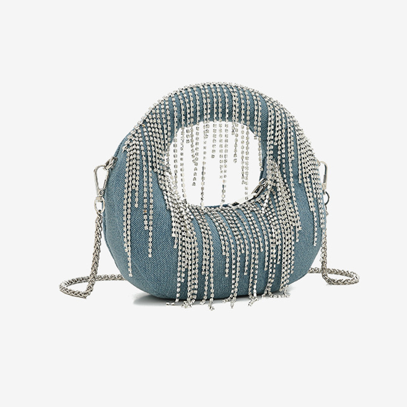 Half Moon Evening Clutch Party - Luxury Bags Denim recension och pris