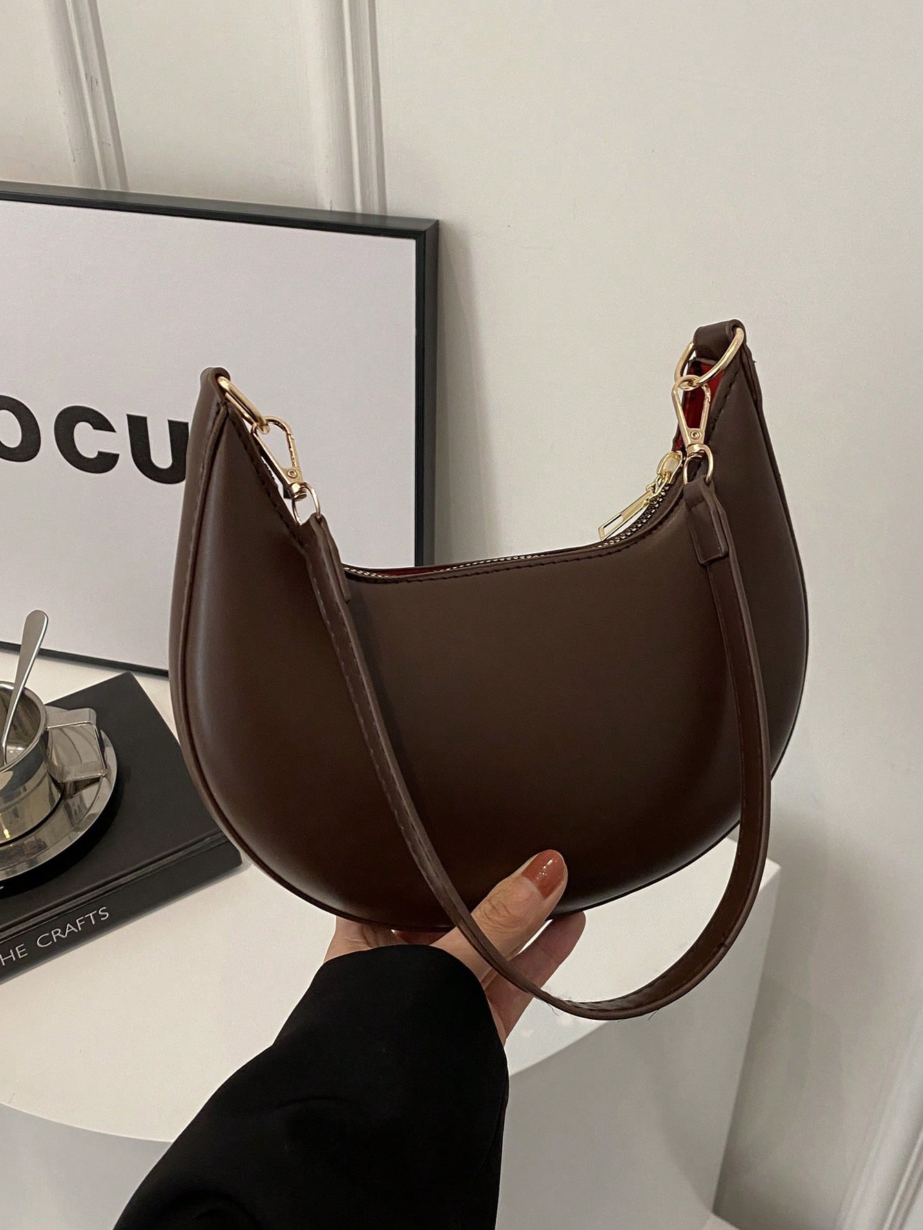 SHEIN MOD 1pc Coffee Brown Cre - Luxury Bags Old Money recension och pris